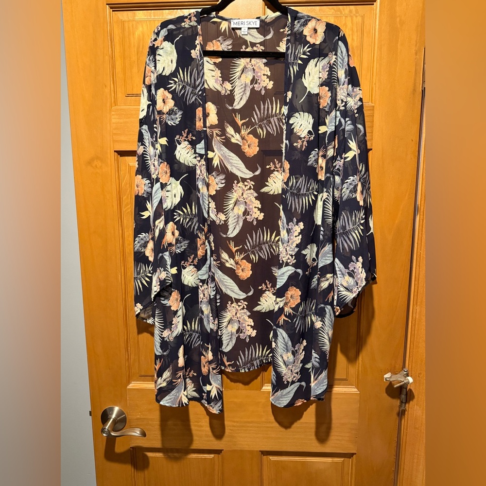 Floral Kimono Cardigan - Black
